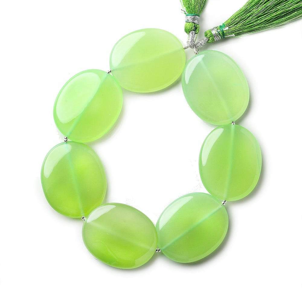 30x25mm Margarita Green Chalcedony Plain Ovals 8 inch 7 beads A - Beadsofcambay.com