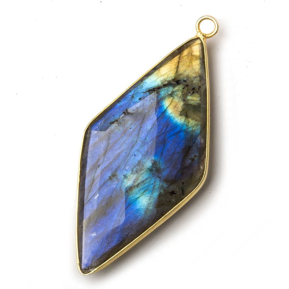 30x25mm Vermeil Bezel Labradorite faceted kite pendant 1 piece - Beadsofcambay.com