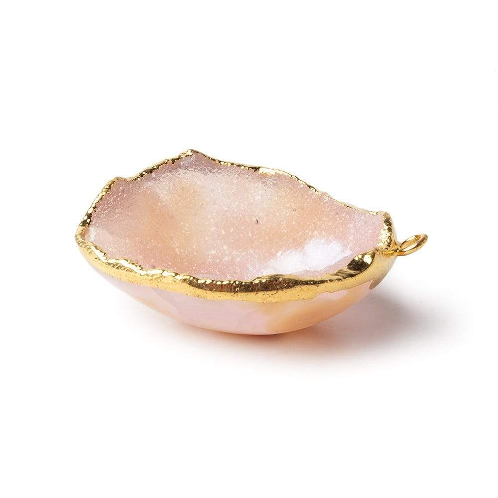 30x27x11mm Gold Leafed Pale Pink Drusy Focal Pendant 1 piece - Beadsofcambay.com