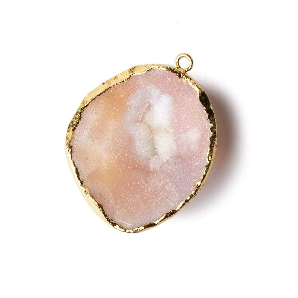 30x27x11mm Gold Leafed Pale Pink Drusy Focal Pendant 1 piece - Beadsofcambay.com