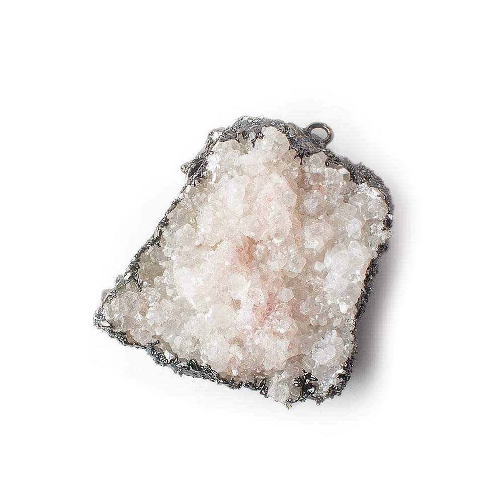 30x28mm Black Gold Leafed Calcite Mineral Crystal Pendant 1 piece - Beadsofcambay.com