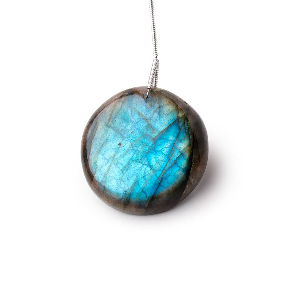 30x8mm Labradorite Plain Coin Pendant 1 AAA Focal - Beadsofcambay.com