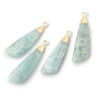 30x9mm Gold Leafed Aquamarine Fancy Shape Pendant 1 piece - Beadsofcambay.com