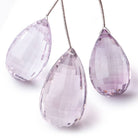 31-40mm Pink Amethyst Checkerboard Faceted Tear Drop Focal Set of 3 Beads AAA - Beadsofcambay.com