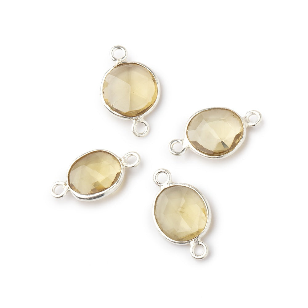 Beadsofcambay 8x8mm Silver .925 Bezel Whiskey Quartz Faceted Nugget Connector view 1