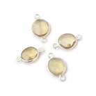 Beadsofcambay 8x8mm Silver .925 Bezel Whiskey Quartz Faceted Nugget Connector view 1