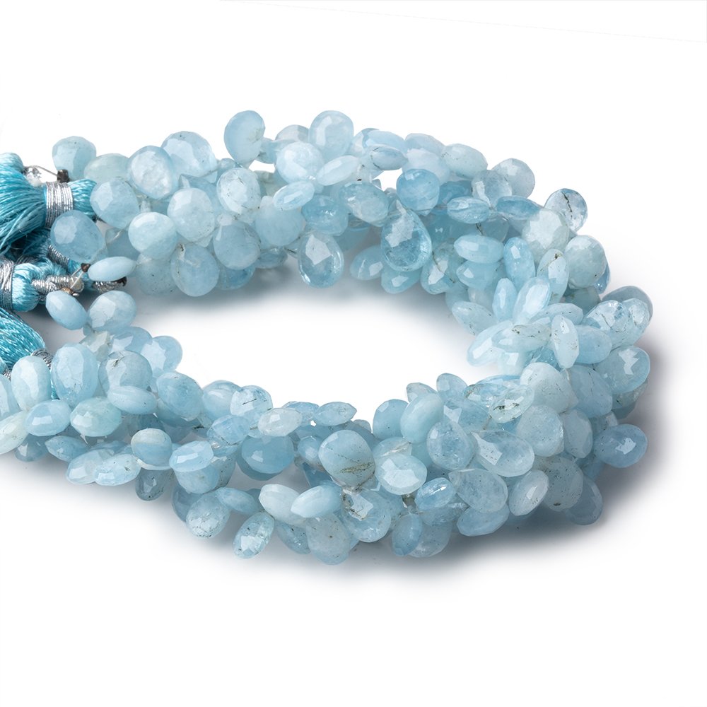 8x6mm Milky Aquamarine faceted pear beads 8 inch 65 pieces AA - BeadsofCambay.com