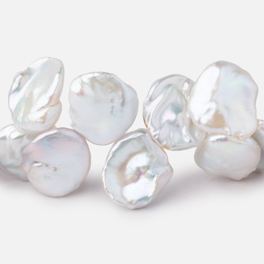 15x14-20x16mm White top drilled Keshi Freshwater Pearl 16 inch 48 pieces - BeadsofCambay.com