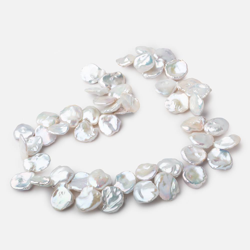 15x14-20x16mm White top drilled Keshi Freshwater Pearl 16 inch 48 pieces - BeadsofCambay.com