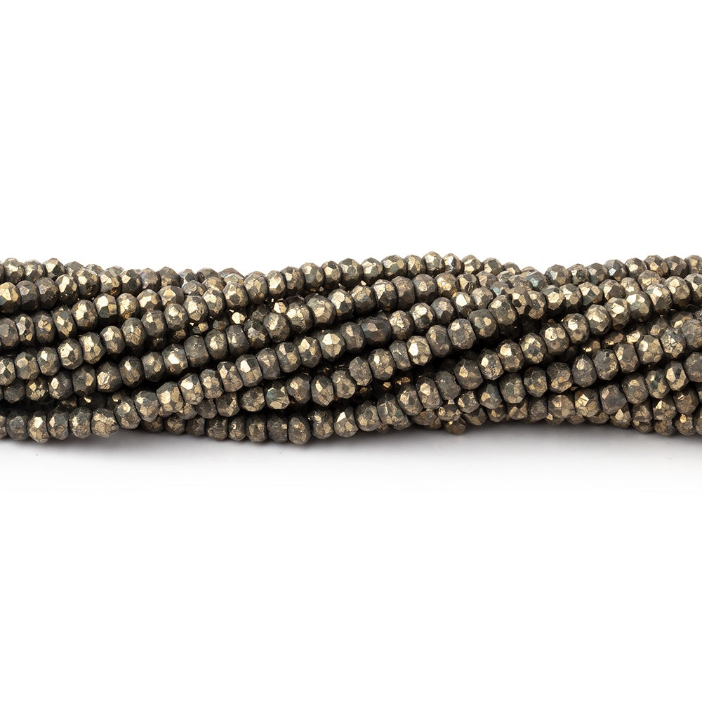 2.5mm Pyrite Faceted Rondelle Beads 13.5 inch 157 pieces - BeadsofCambay.com
