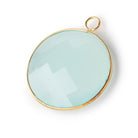 31mm Vermeil Bezel Seafoam Chalcedony Faceted Coin Pendant 1 piece - Beadsofcambay.com