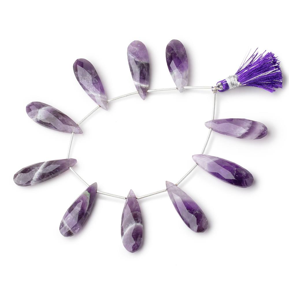 31x10mm Cape Amethyst Faceted Pear Beads 6 inch 9 pieces - Beadsofcambay.com