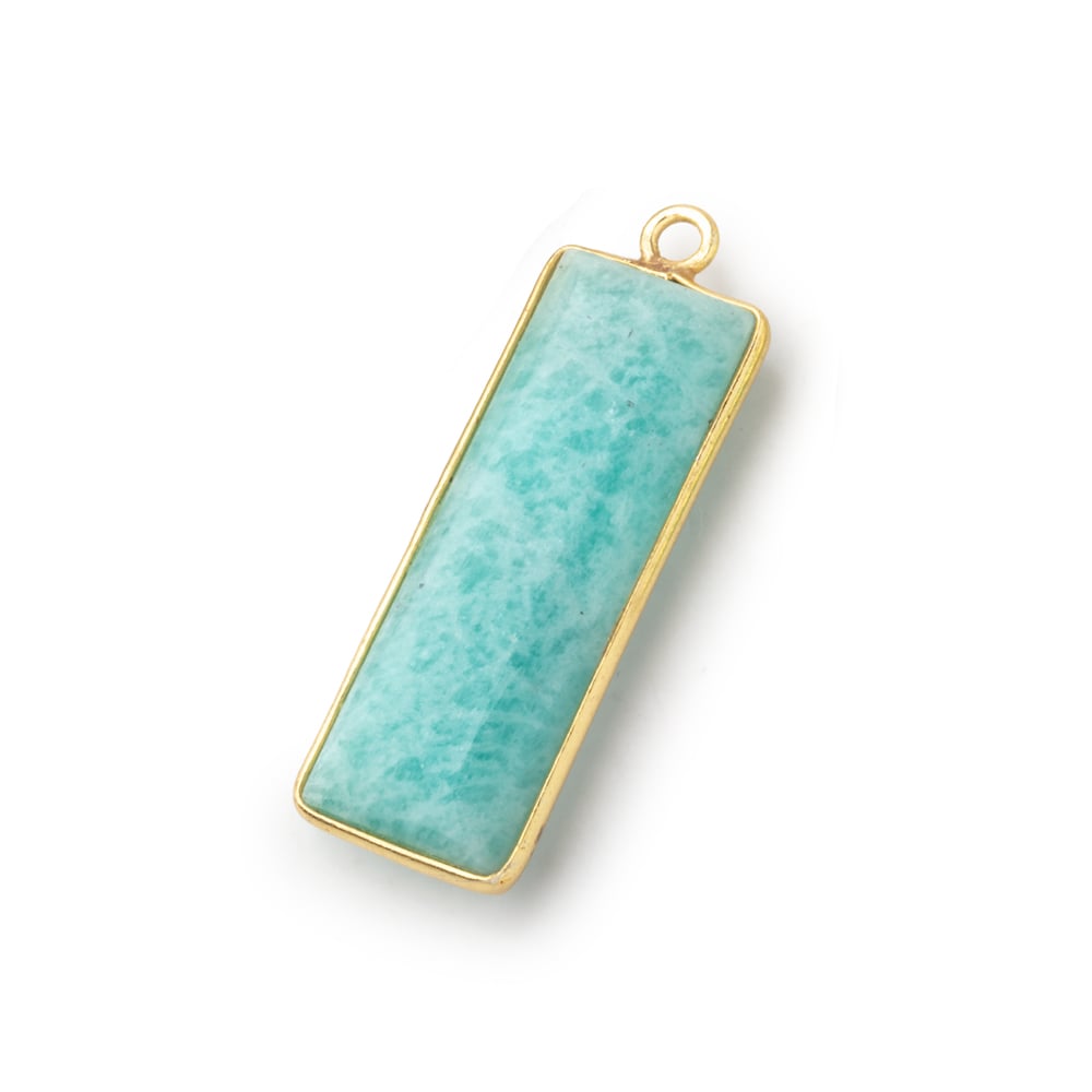 31x11.5mm Vermeil Bezel Amazonite Plain Bar Pendant 1 Focal Bead - Beadsofcambay.com