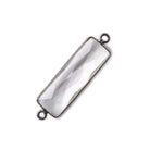 31x11mm Black Gold Bezel Crystal Quartz Bar 2 ring Connector North South 1 pc - Beadsofcambay.com