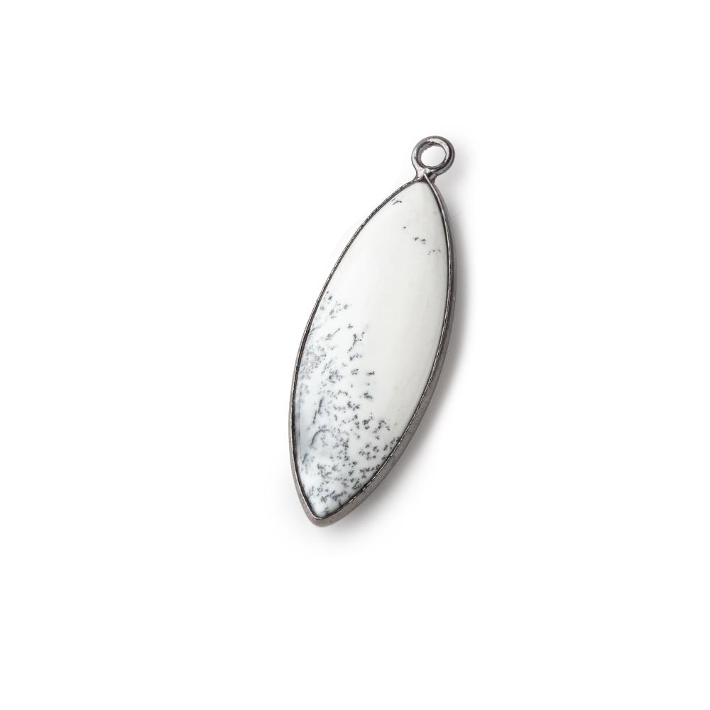 31x11mm Black Gold Bezel Dendritic Opal Plain Marquise Pendant 1 piece - Beadsofcambay.com