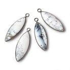 31x11mm Black Gold Bezel Dendritic Opal Plain Marquise Pendant 1 piece - Beadsofcambay.com