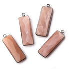 31x11mm Black Gold Bezel Peach Moonstone Bar 1 ring pendant 1 piece - Beadsofcambay.com