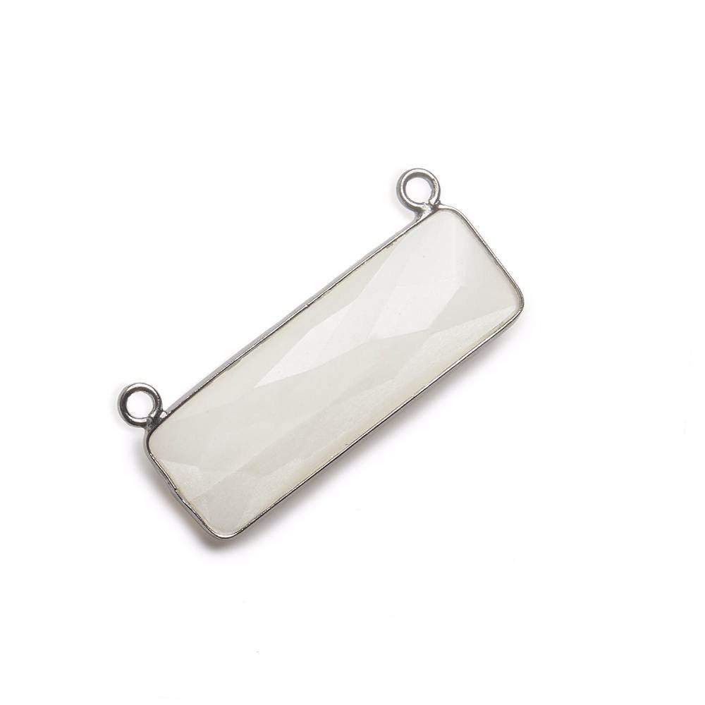 31x11mm Black Gold Bezel White Moonstone Bar 2 ring Connector East West 1 piece - Beadsofcambay.com