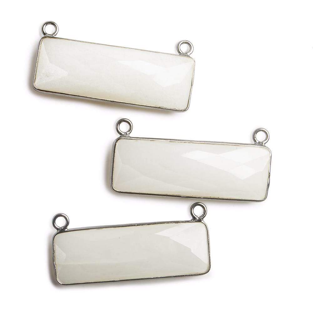 31x11mm Black Gold Bezel White Moonstone Bar 2 ring Connector East West 1 piece - Beadsofcambay.com