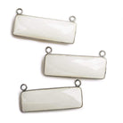 31x11mm Black Gold Bezel White Moonstone Bar 2 ring Connector East West 1 piece - Beadsofcambay.com