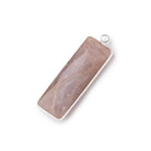 31x11mm Silver Bezel Chocolate Moonstone Bar 1 ring pendant 1 piece - Beadsofcambay.com