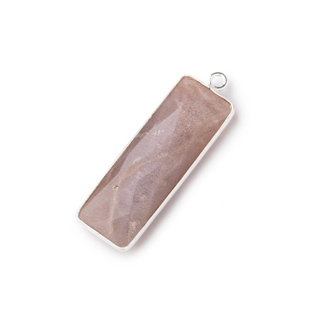 31x11mm Silver Bezel Chocolate Moonstone Bar 1 ring pendant 1 piece - Beadsofcambay.com