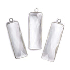 31x11mm Silver Bezel Crystal Quartz Bar 1 ring pendant 1 piece - Beadsofcambay.com