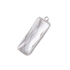 31x11mm Silver Bezel Crystal Quartz Bar 1 ring pendant 1 piece - Beadsofcambay.com