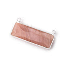 31x11mm Silver Bezel Dark Peach Moonstone Bar 2 ring Connector East West 1 pc - Beadsofcambay.com