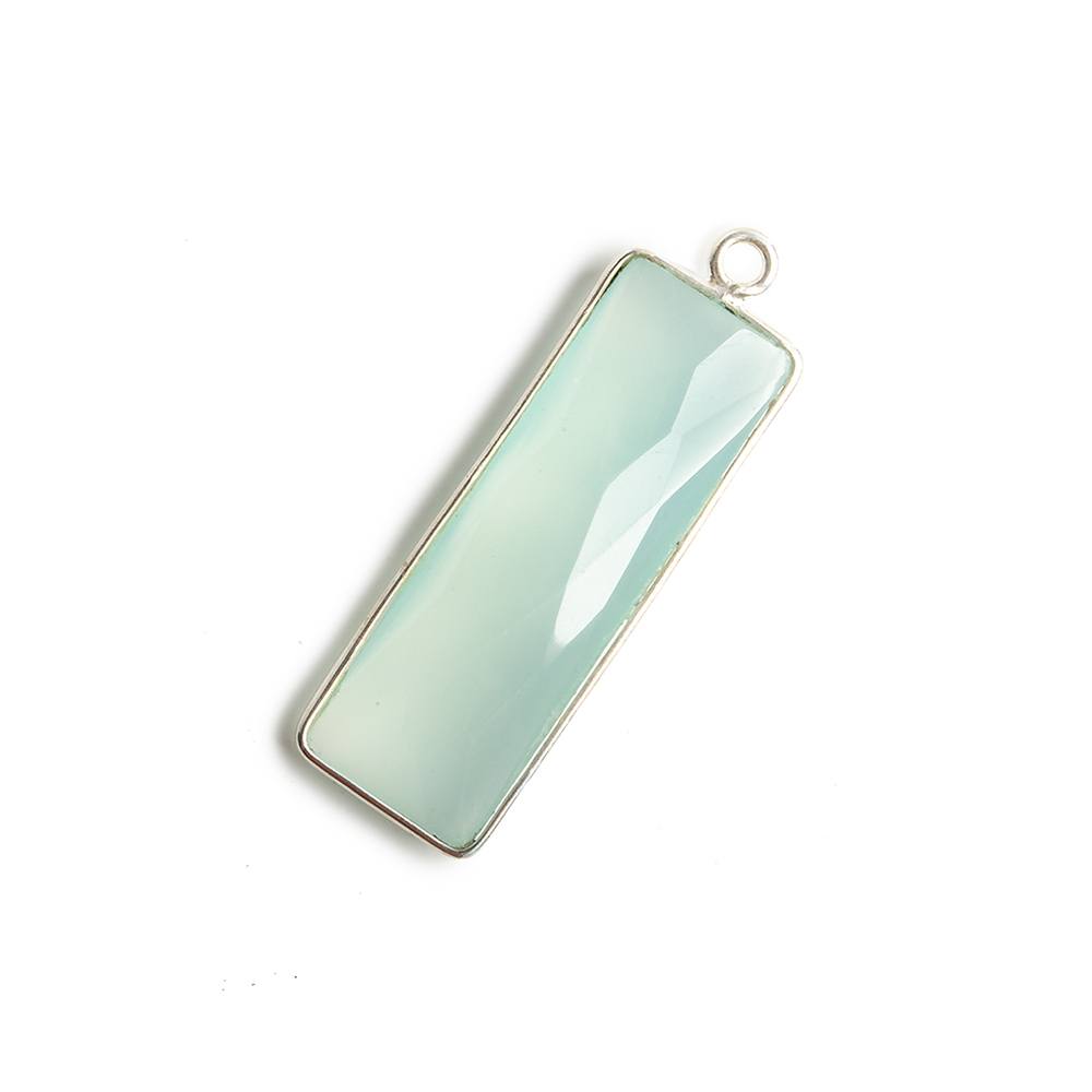 31x11mm Silver Bezel Light Seafoam Chalcedony Bar 1 ring pendant 1 piece - Beadsofcambay.com