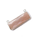 31x11mm Silver Bezel Peach Moonstone Bar 2 ring Connector East West 1 pc - Beadsofcambay.com