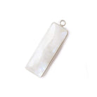31x11mm Silver Bezel Rainbow Moonstone Bar 1 ring pendant 1 piece - Beadsofcambay.com