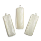 31x11mm Silver Bezel Soft White Moonstone Bar 1 ring pendant 1 piece - Beadsofcambay.com