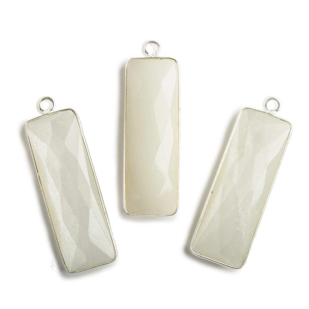31x11mm Silver Bezel Soft White Moonstone Bar 1 ring pendant 1 piece - Beadsofcambay.com