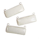 31x11mm Silver Bezel White Moonstone Bar 2 ring Connector East West 1 piece - Beadsofcambay.com