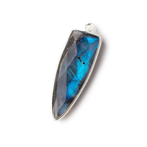 31x11mm Silver Bezeled Labradorite Faceted Point Pendant 1 piece - Beadsofcambay.com
