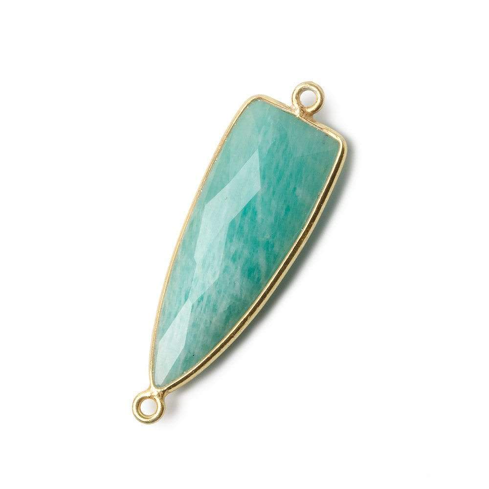31x11mm Vermeil Bezel Amazonite faceted Point Connector 1 piece - Beadsofcambay.com
