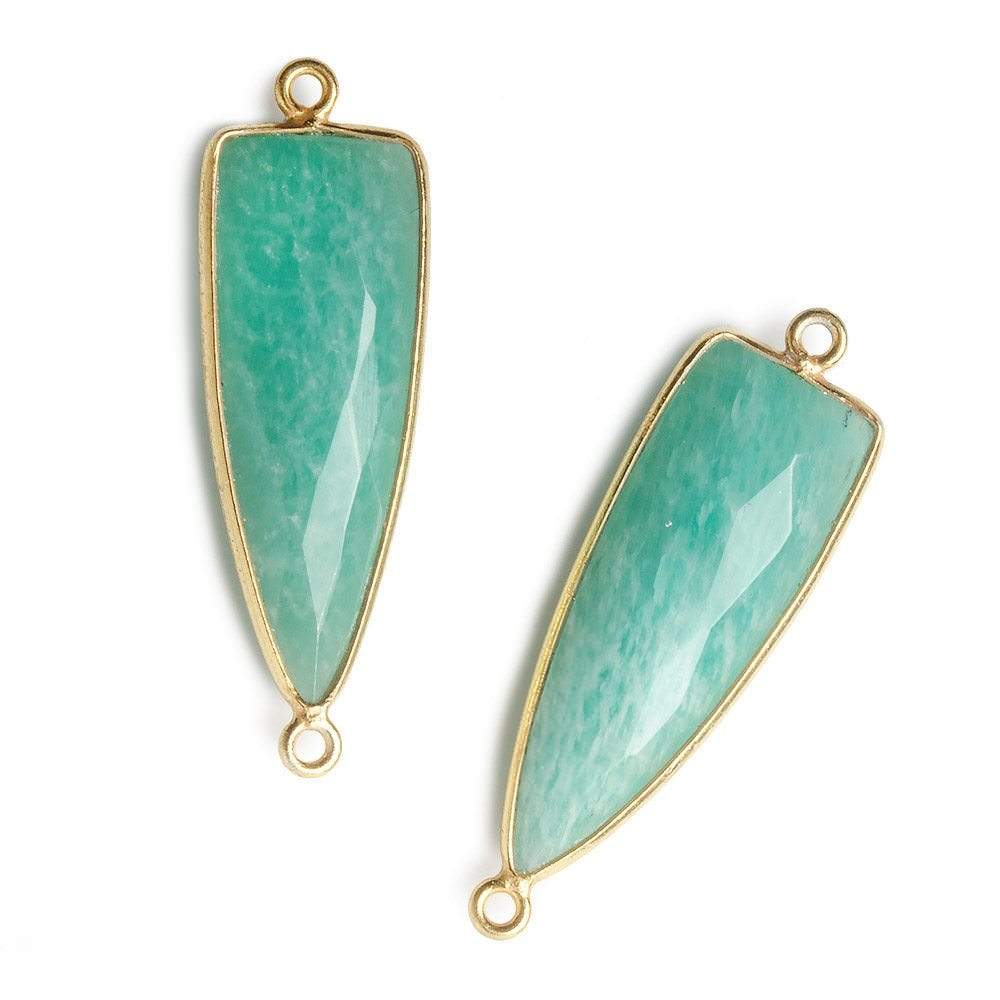 31x11mm Vermeil Bezel Amazonite faceted Point Connector 1 piece - Beadsofcambay.com