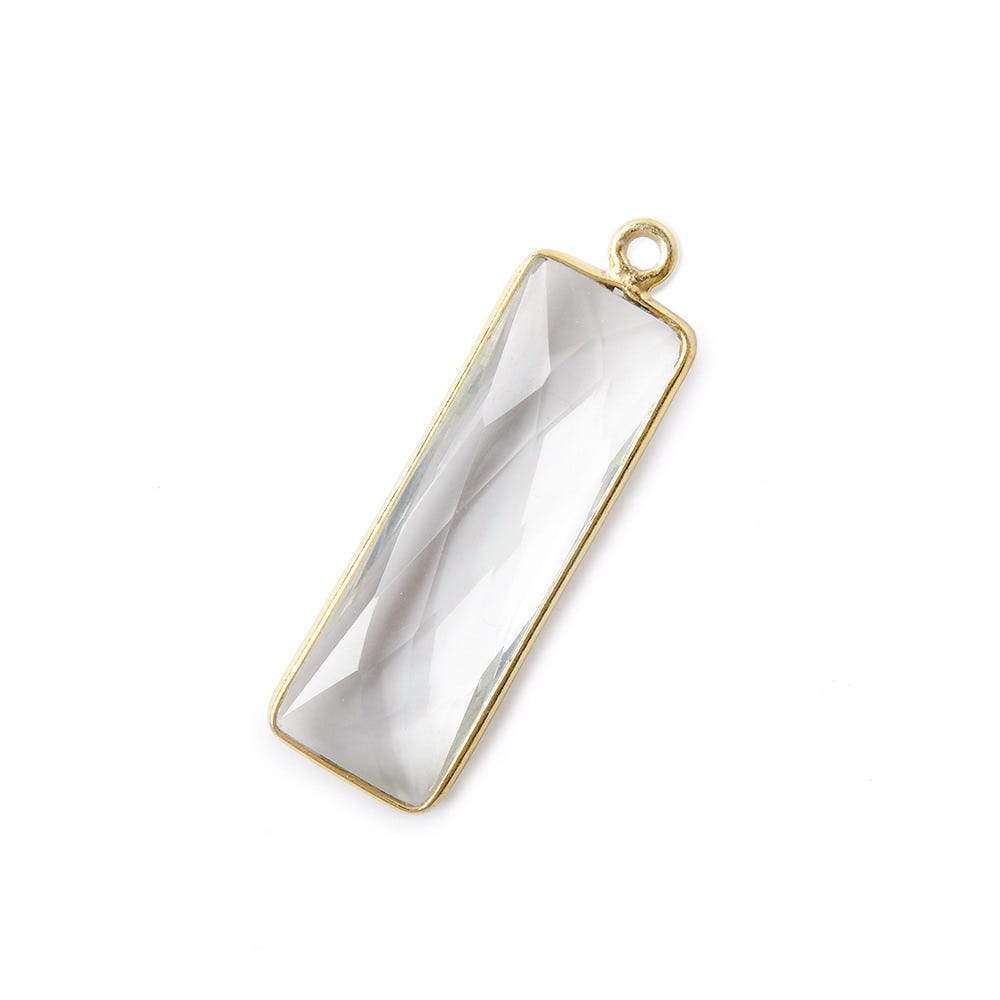 31x11mm Vermeil Bezel Crystal Quartz Bar 1 ring pendant 1 piece - Beadsofcambay.com