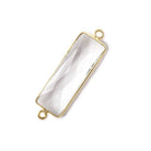 31x11mm Vermeil Bezel Crystal Quartz Bar 2 ring Connector North South 1 piece - Beadsofcambay.com