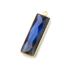 31x11mm Vermeil Bezel Labradorite Bar 1 ring pendant 1 piece - Beadsofcambay.com