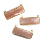 31x11mm Vermeil Bezel Peach Moonstone Bar 2 ring Connector East West 1 pc - Beadsofcambay.com