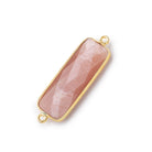 31x11mm Vermeil Bezel Peach Moonstone Bar 2 ring Connector North South 1 pc - Beadsofcambay.com