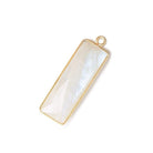 31x11mm Vermeil Bezel Rainbow Moonstone Bar 1 ring pendant 1 piece - Beadsofcambay.com