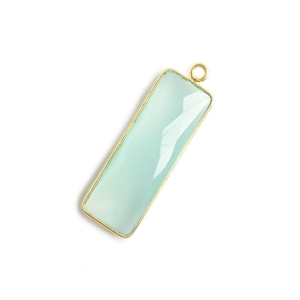 31x11mm Vermeil Bezel Seafoam Chalcedony Bar 1 ring pendant 1 piece - Beadsofcambay.com