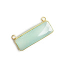 31x11mm Vermeil Bezel Seafoam Chalcedony Bar 2 ring Connector East West 1 pc - Beadsofcambay.com