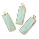 31x11mm Vermeil Bezel Seafoam Chalcedony Faceted Bar Pendant 1 piece - Beadsofcambay.com