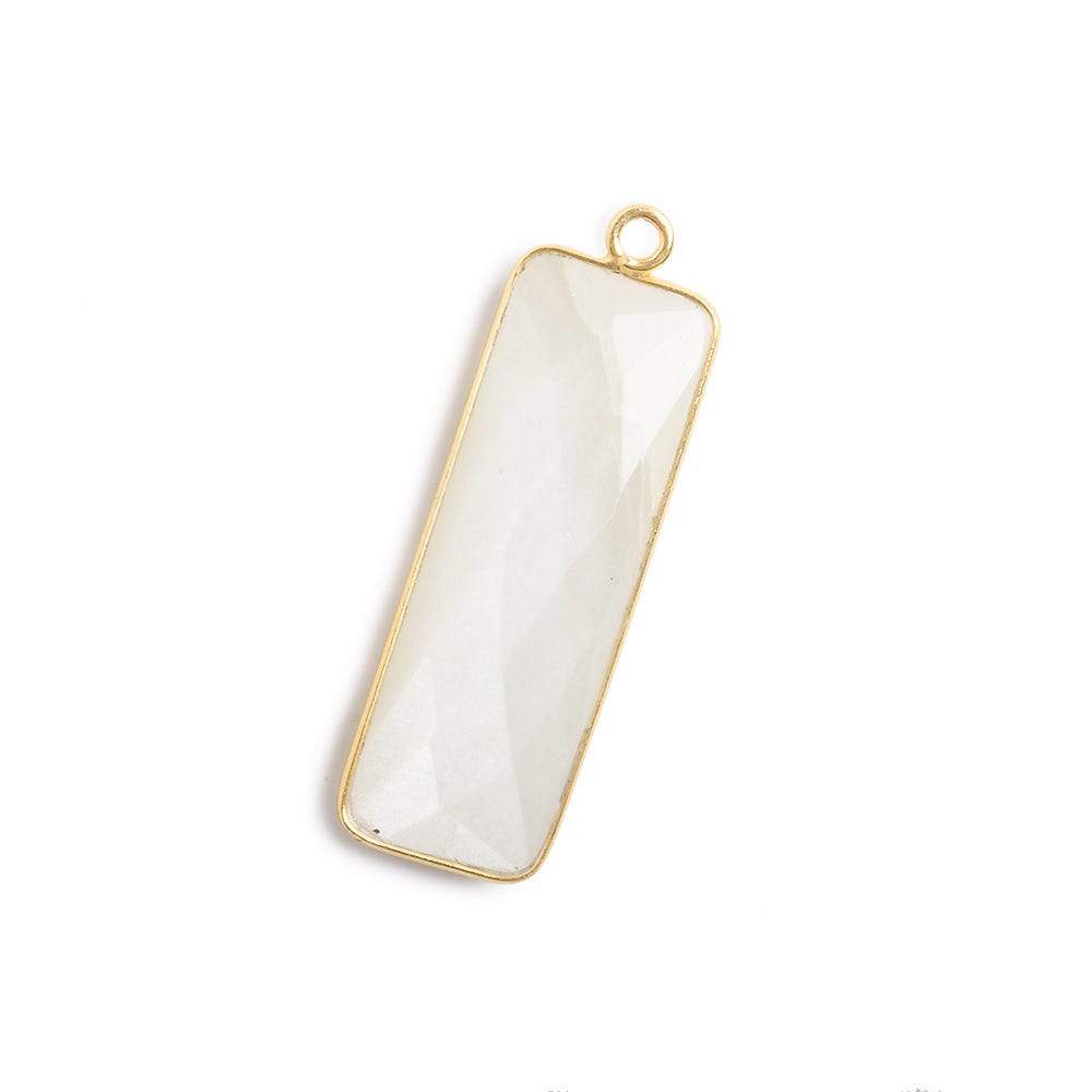 31x11mm Vermeil Bezel Soft White Moonstone Bar 1 ring pendant 1 piece - Beadsofcambay.com