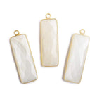 31x11mm Vermeil Bezel Soft White Moonstone Bar 1 ring pendant 1 piece - Beadsofcambay.com