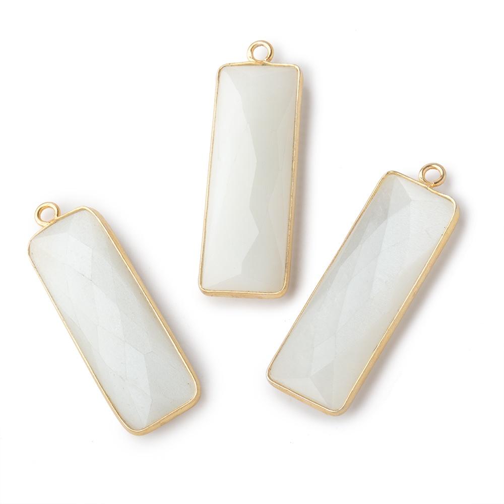 31x11mm Vermeil Bezel White Moonstone Bar 1 ring pendant 1 piece - Beadsofcambay.com